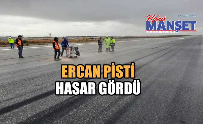 Ercan Havalimanı’nda pistin küçük bir bölümünde hasar oluştu