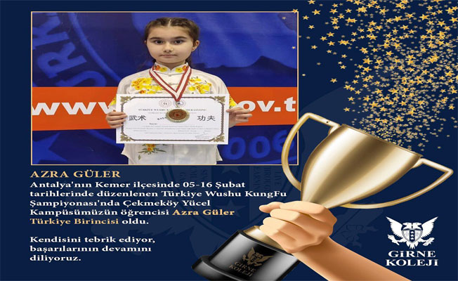 Girne Koleji öğrencisinden Wushu Kung Fu Şampiyonası'nda Türkiye Birinciliği
